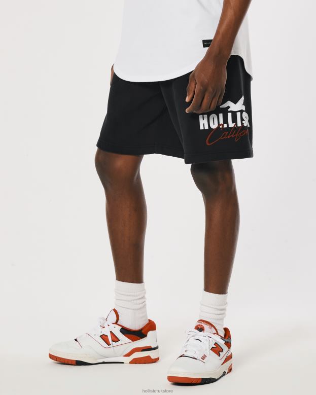 Bottoms Hollister Men Logo Graphic Fleece Shorts 9\\ 488201239 Black